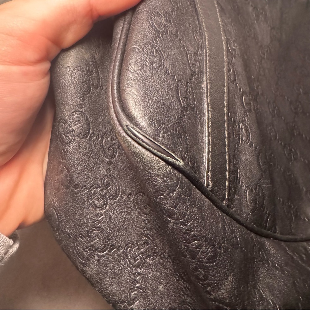 Auth. Gucci Guccissima GG Monogram Black Leather Shoulder Bag, East West Style - Picture 15 of 15